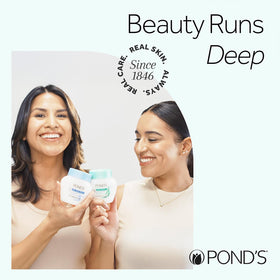 POND'S label close-up displaying ingredients and dermatologist-tested benefit