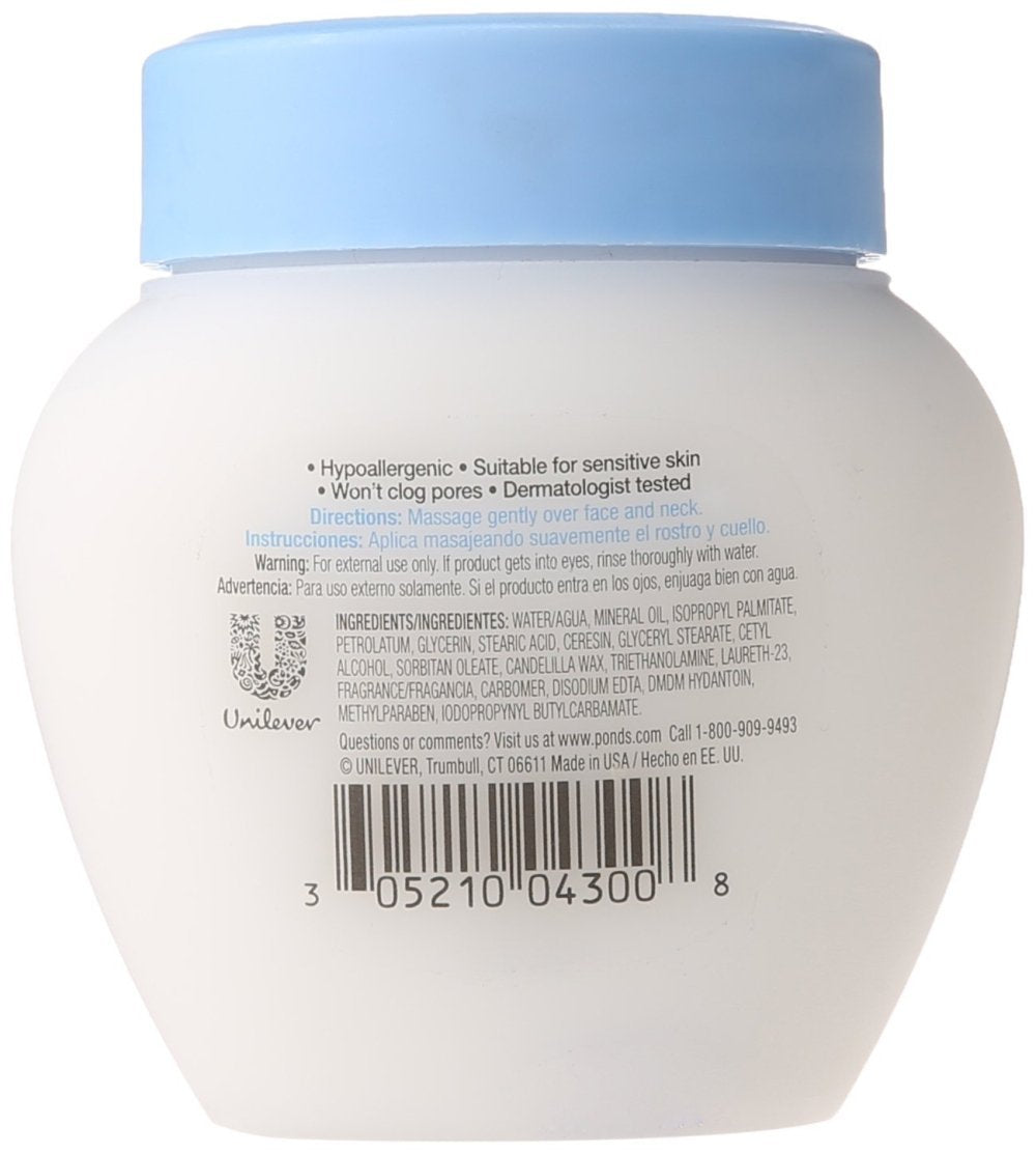 Dove Pond's cream front jar showing label and hydration benefits