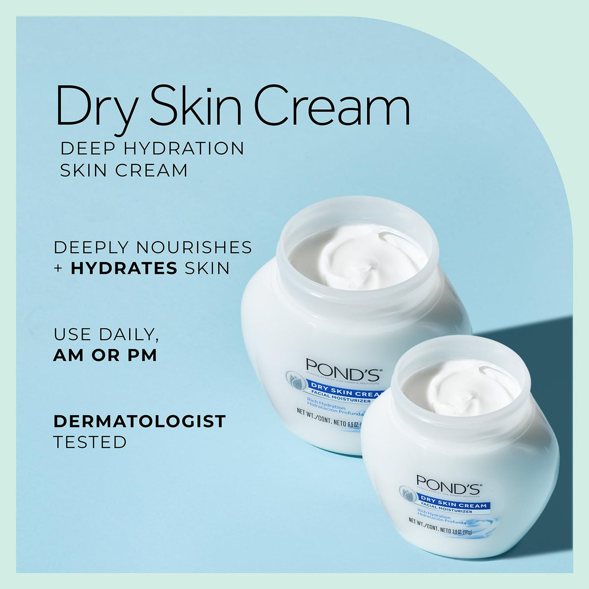 POND'S 3.9oz travel jar open, small size for on-the-go hydration