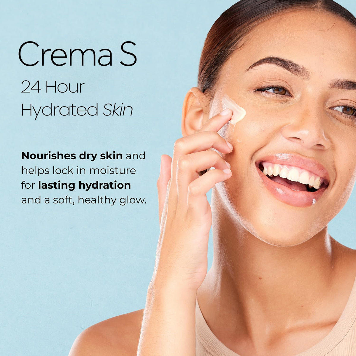 POND'S crema s open jar showing glycerin-rich texture, locks in moisture