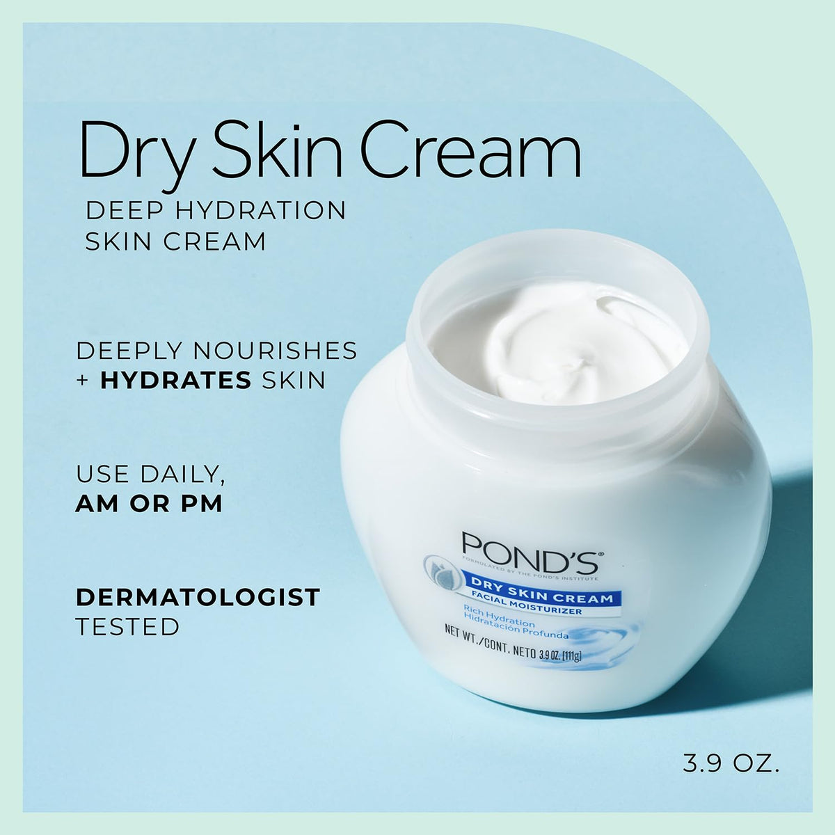 POND’S cream on fingers demonstrating rich texture and easy spread