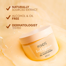 POND’S open jar top view revealing translucent gel and easy scoopability