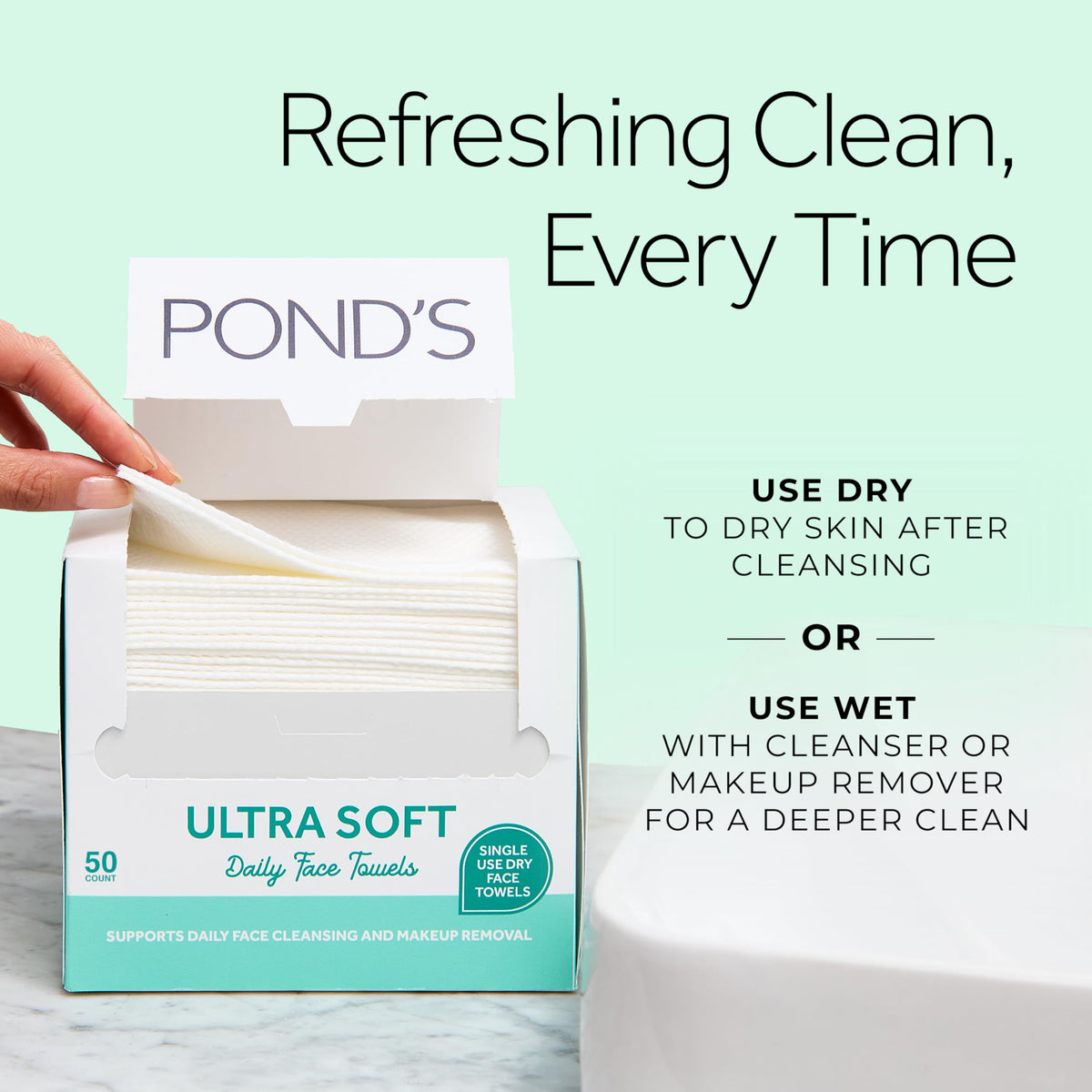 POND’S label closeup highlighting product claims and directions