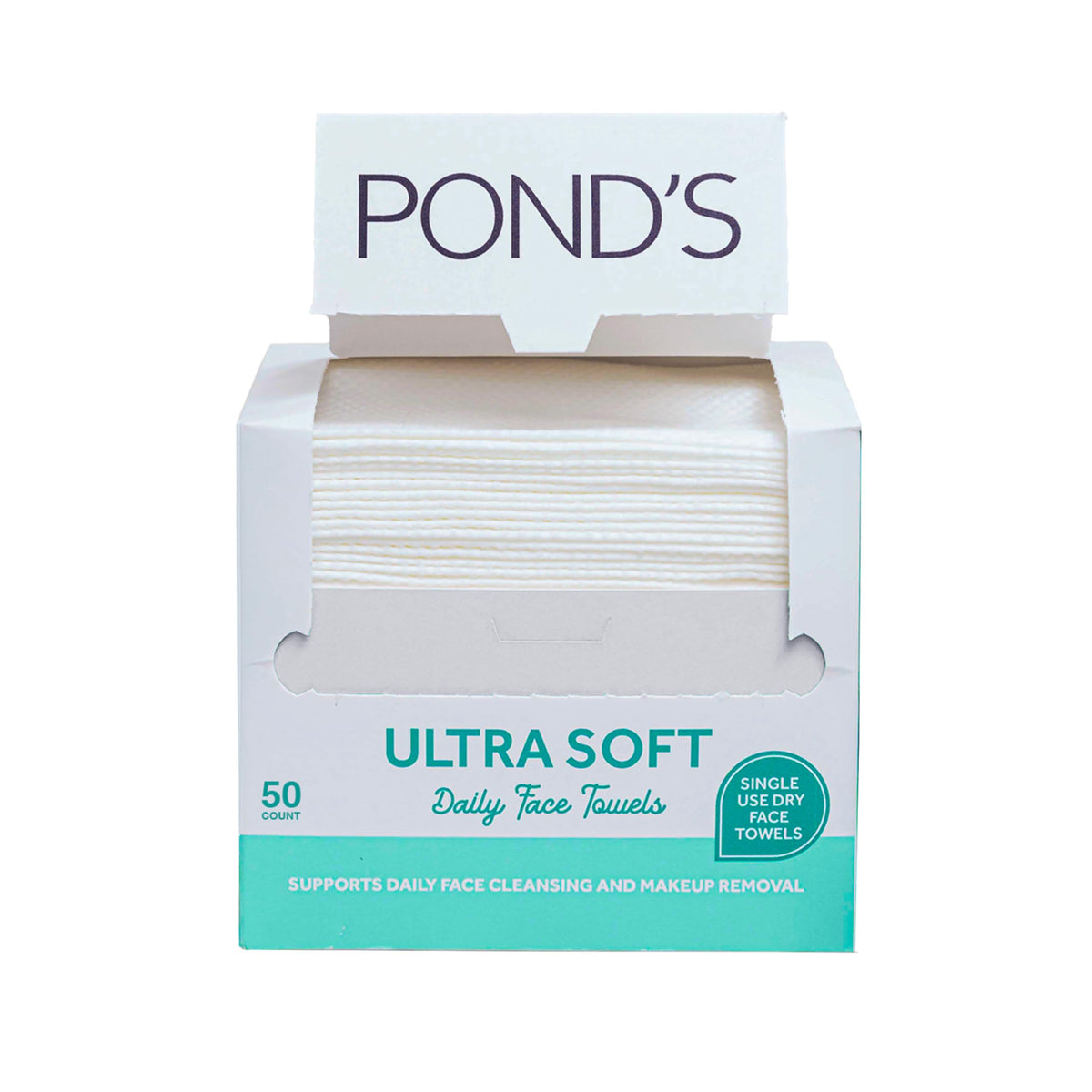 POND’S front packaging showing 50-count pack and convenience