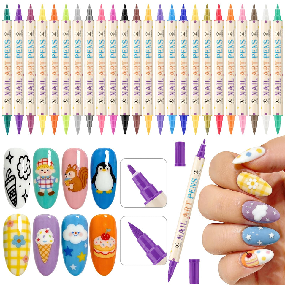 Ponhey front kit display showing 24 vibrant nail art pens for versatile designs