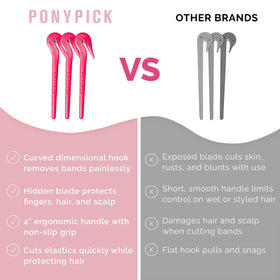 Pile of 50 elastics included with Pony Pick kit displayed, Pony Pick supplies for many styles
