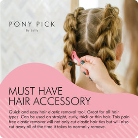 Pony Pick held in hand to show compact size and easy portability