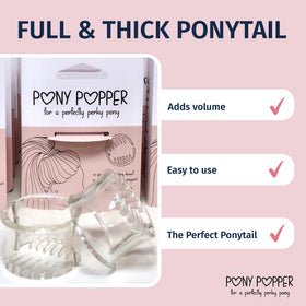 Pony Popper close-up of clip mechanism highlighting secure hold benefit