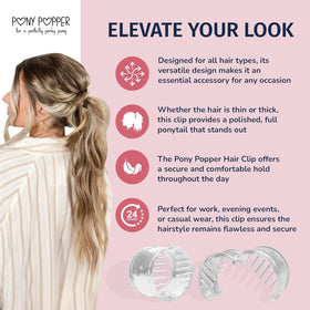 Pony Popper hidden beneath ponytail for discreet lift and shape