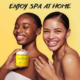 POP MODERN.C jar on bathroom shelf with towel showing routine and pampering benefit