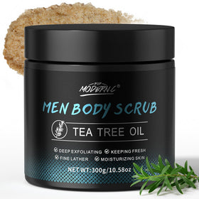 POP MODERN.C front packaging showing clean men’s scrub, conveys clarity