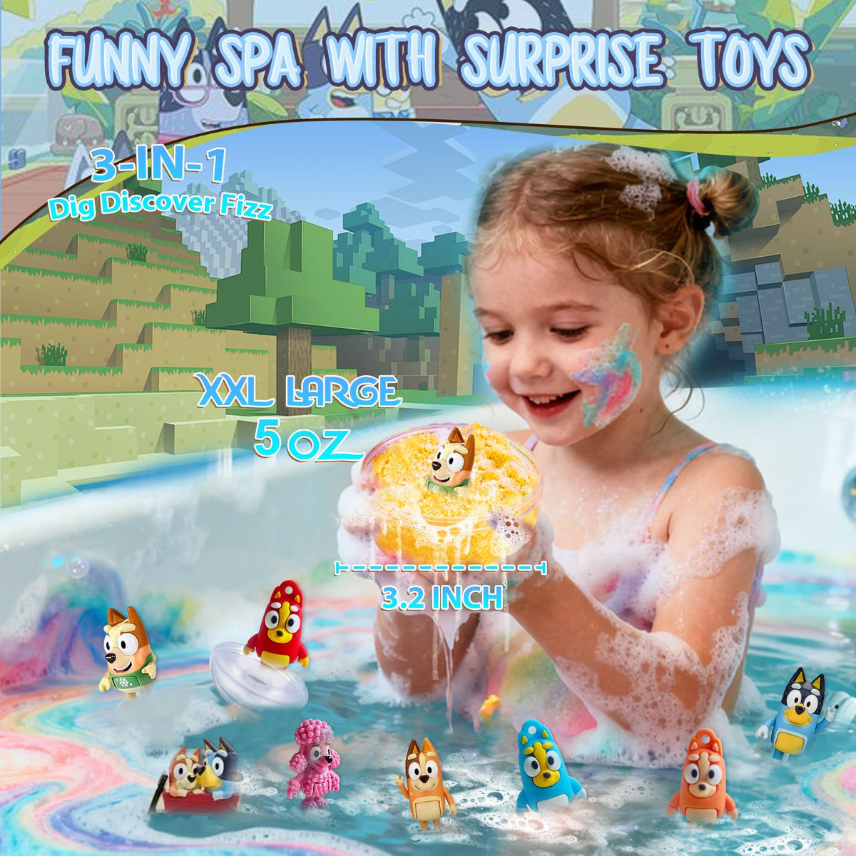 POPBATH bath bomb fizzing in water producing vibrant color and playful bubbles