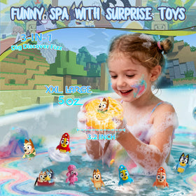 POPBATH bath bomb fizzing in water producing vibrant color and playful bubbles