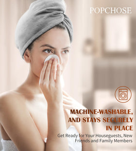 POPCHOSE towel next to ruler showing size and room for thick hair