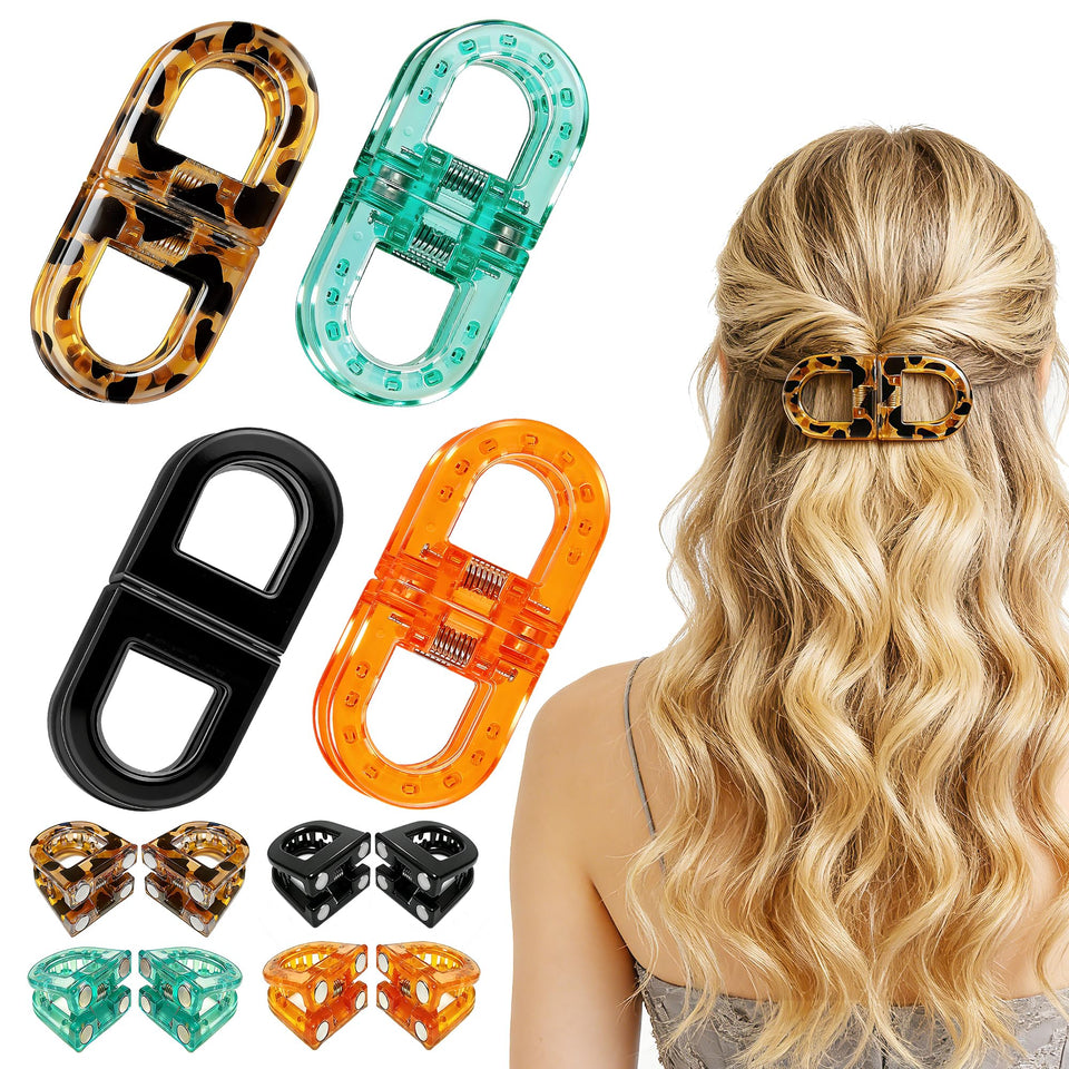 POPLOPP front view of four magnetic hair clips shows compact strong-hold design