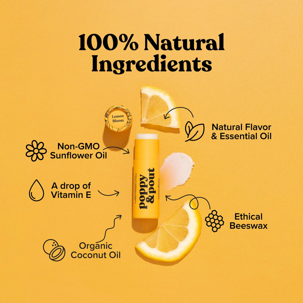 Poppy & Pout cardboard tube detail emphasizing sustainable recyclable packaging benefit