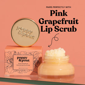 Poppy & Pout lip application on smiling model showing smooth finish and subtle scent