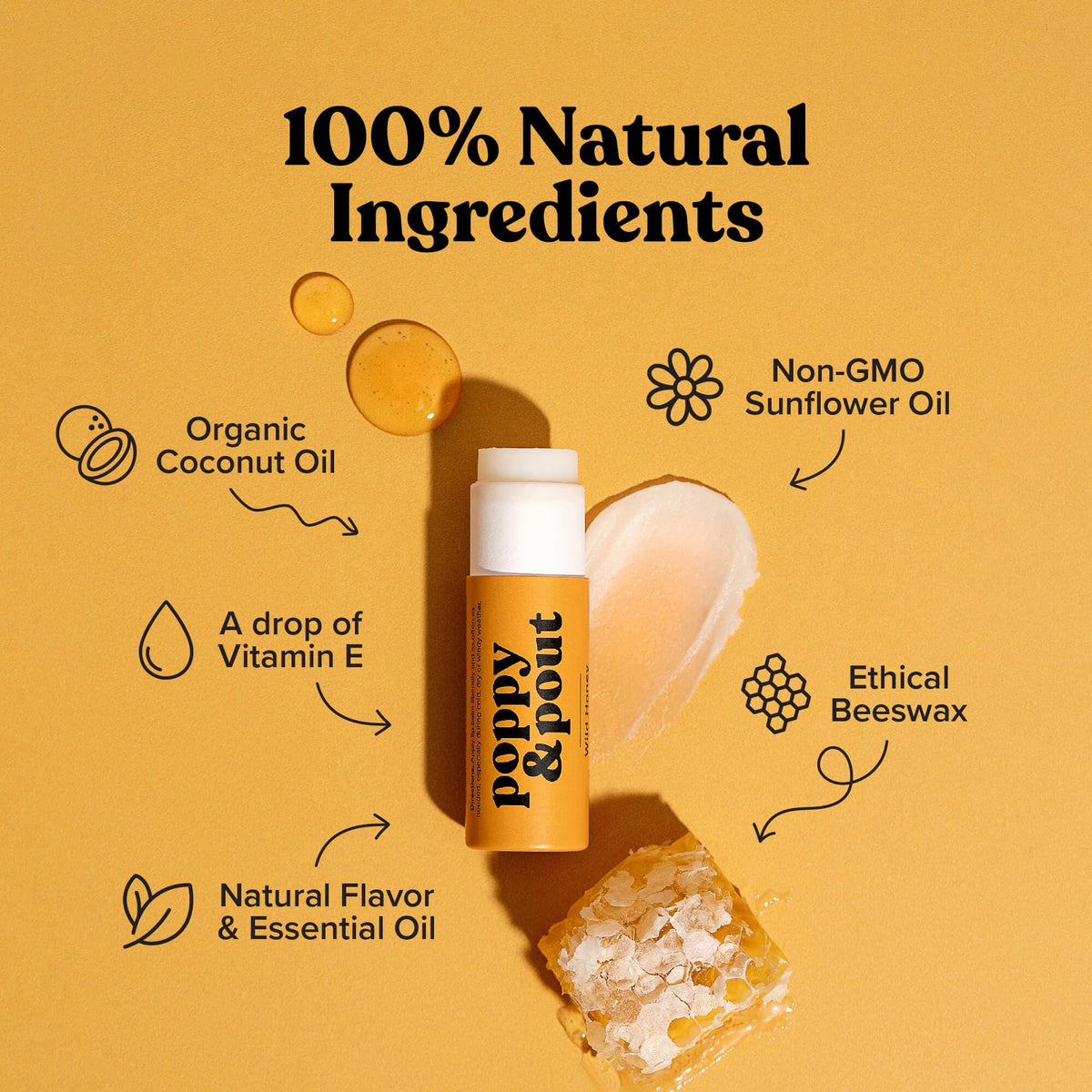 Poppy & Pout open top showing smooth balm texture and nourishing finish