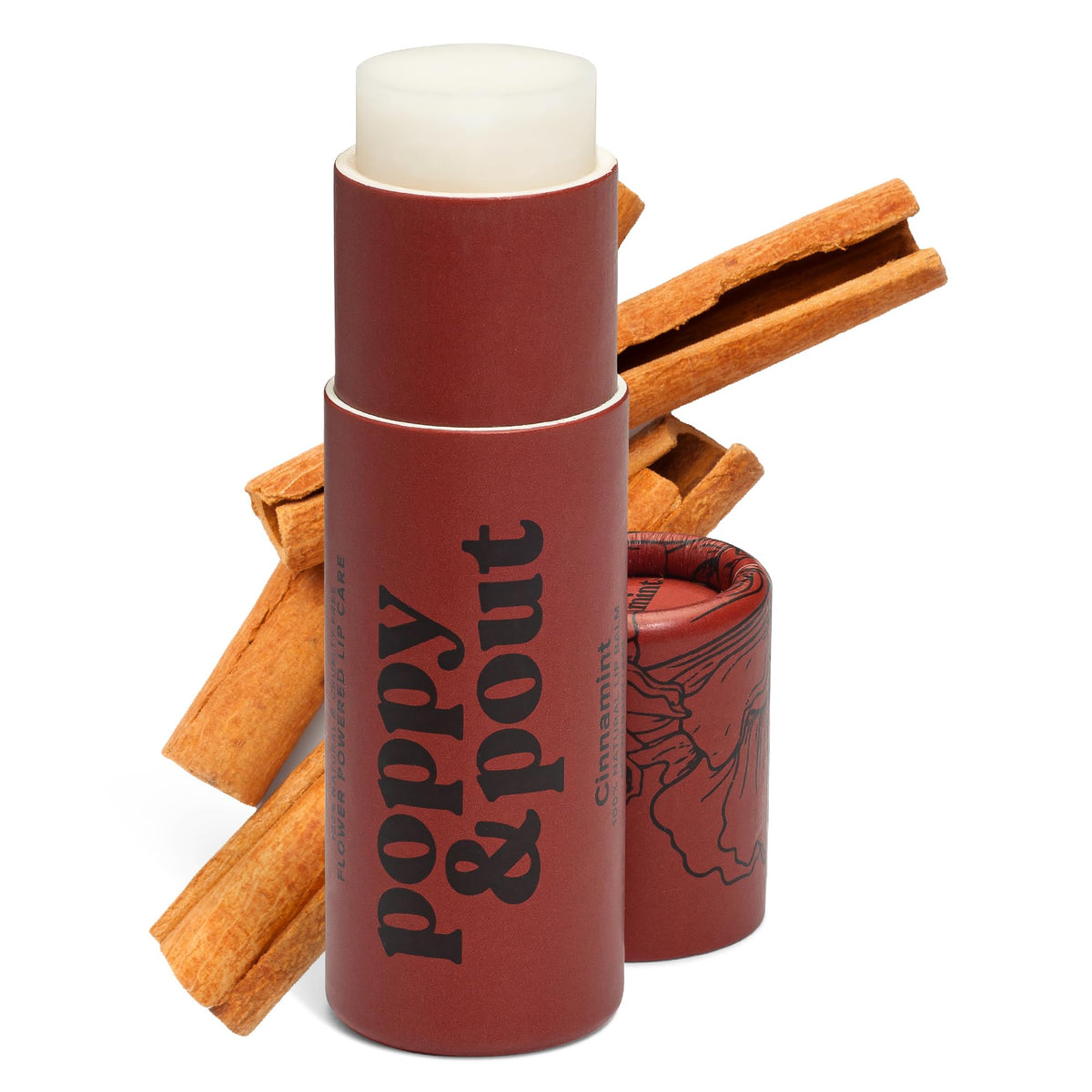 Poppy & Pout front packaging showing jumbo tube and flavor benefits