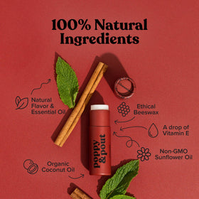 Poppy & Pout open tube close up showing smooth balm texture and glide