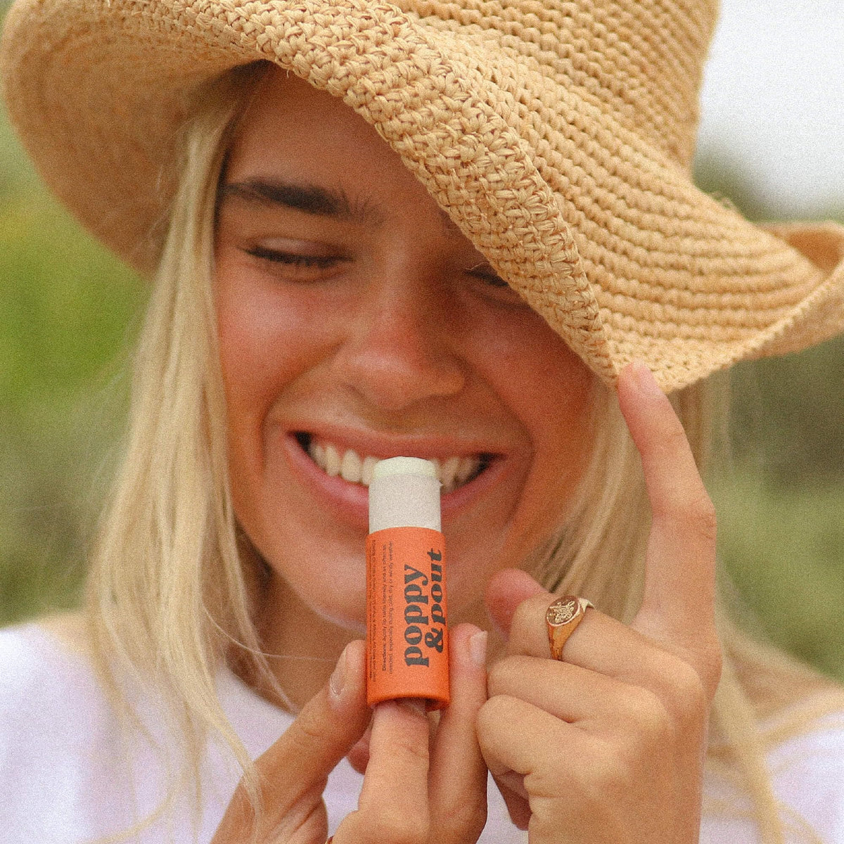 Poppy & Pout close-up of beeswax sheen demonstrating protective moisture barrier