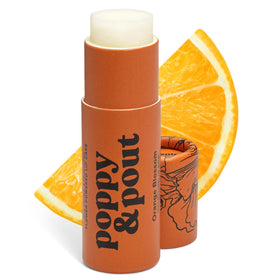 Poppy & Pout front packaging showing orange blossom jumbo size and recyclable tube benefit
