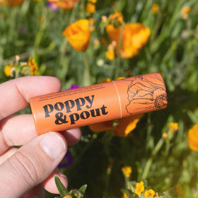 Poppy & Pout size comparison next to standard stick showing double product value