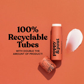 Poppy & Pout balm applied outdoors demonstrating on-the-go lip comfort