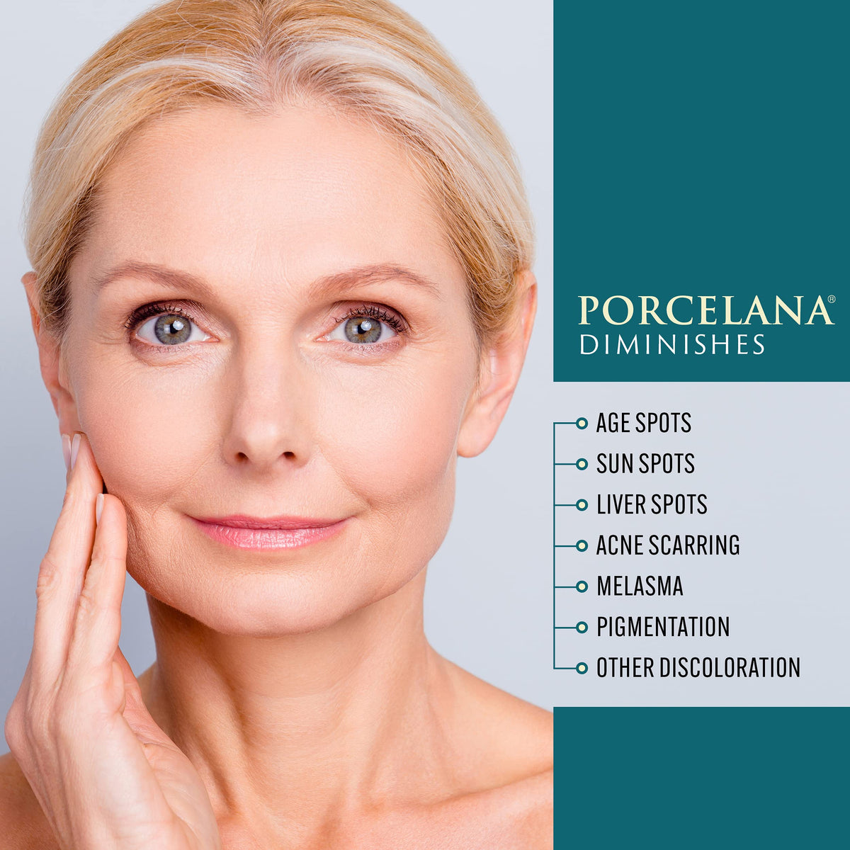 Porcelana cream in hand demonstrating lightweight spreadability benefit