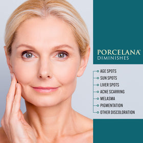Porcelana cream in hand demonstrating lightweight spreadability benefit