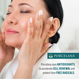 Porcelana ingredient label closeup highlighting antioxidants and vitamins