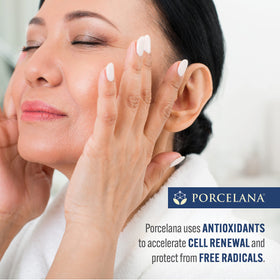 Porcelana packaging label detail showing directions and ingredient callouts