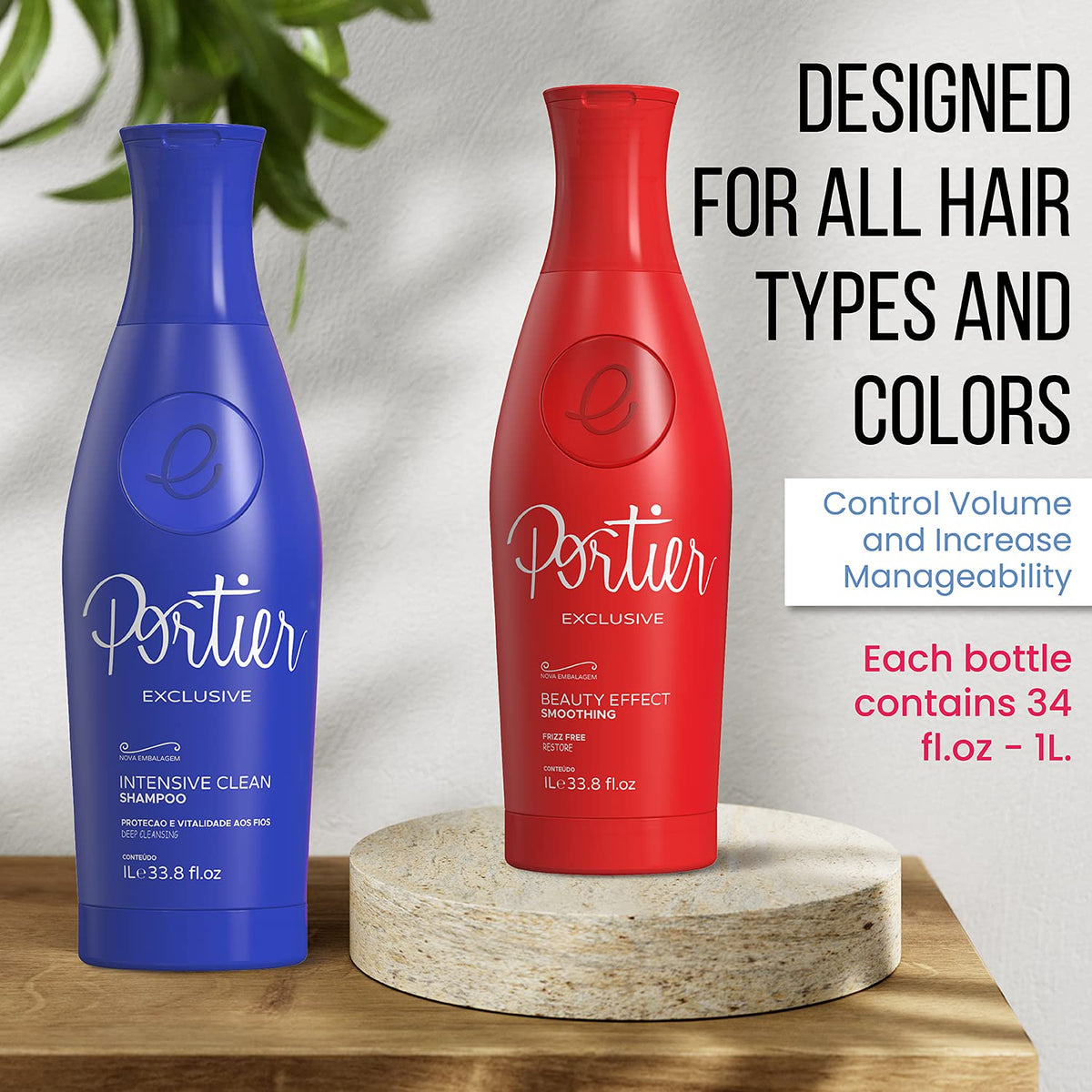 Portier before and after hair results showing smoother, shinier hair