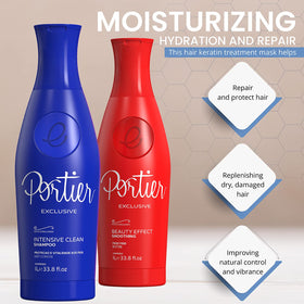 Portier shampoo lather demo illustrating deep-cleaning action and clarity