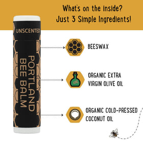 Portland Bee Balm organic oils display suggesting moisturizing benefits