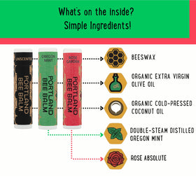 Portland Bee Balm Rose Garden tube in a lifestyle setting conveying gentle floral scent benefit