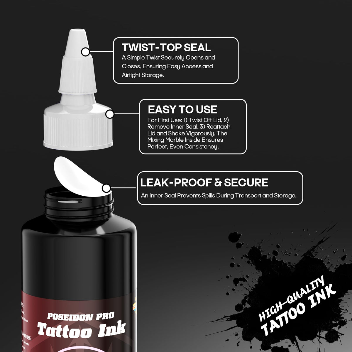 POSEIDON bottle held in hand to show 240ml scale and ergonomic handling