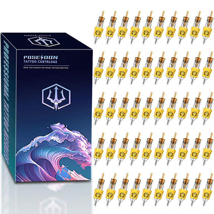 POSEIDON front packaging of 50pcs mixed cartridges shows product and convenience