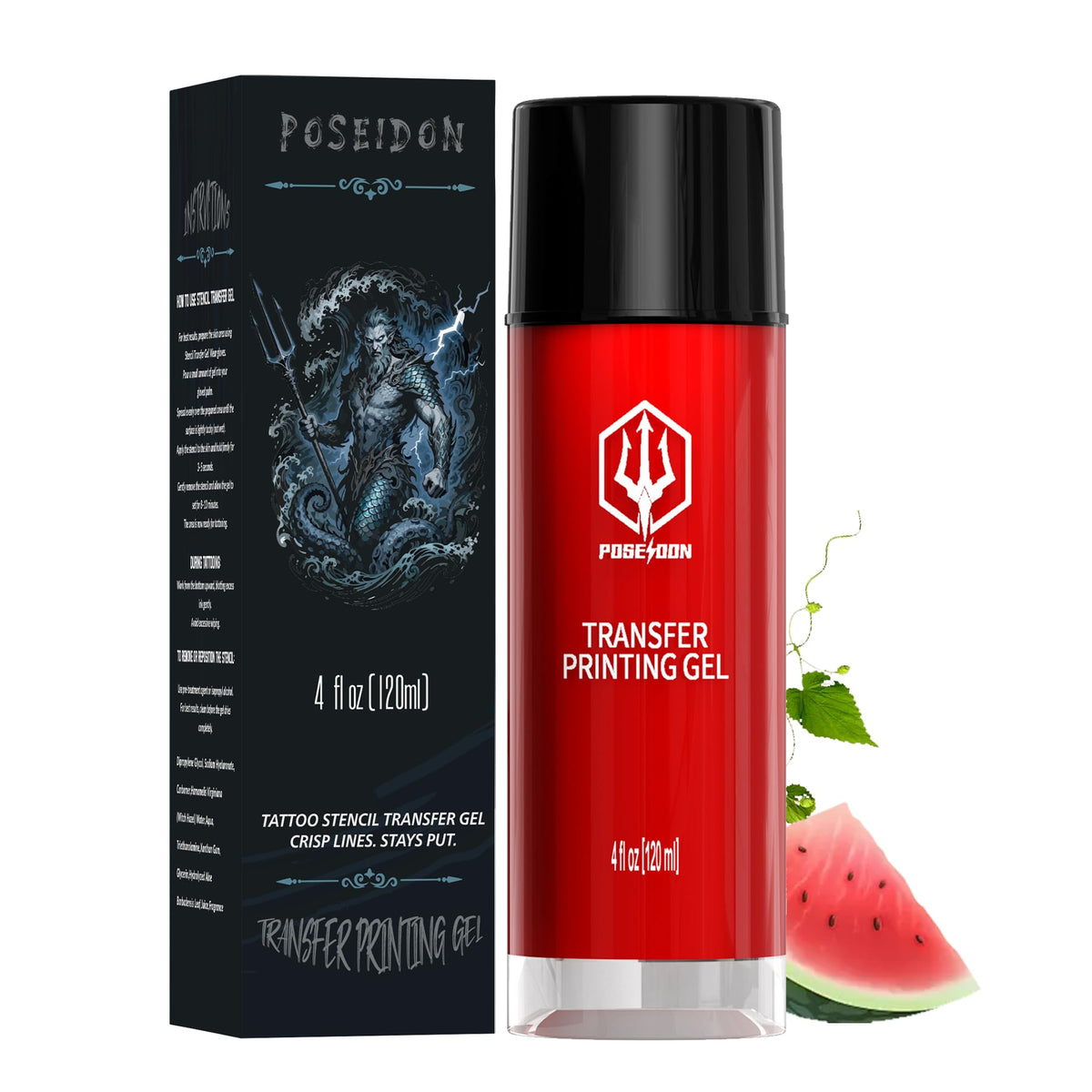 POSEIDON front packaging bottle showing product and size benefit