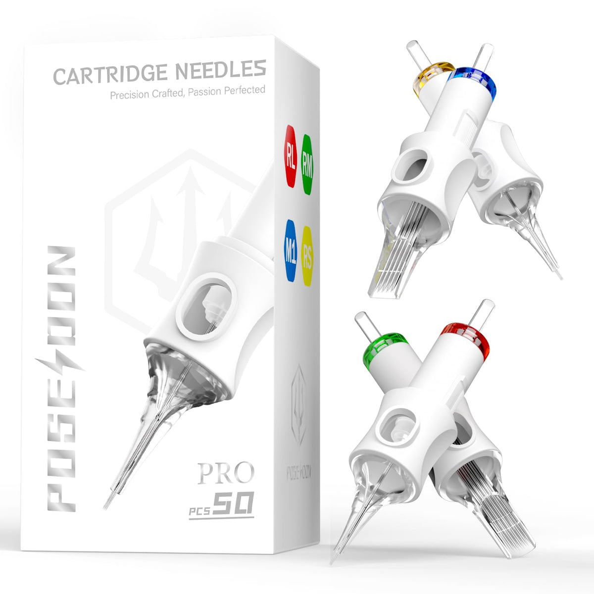 POSEIDON front packaging showing 50-pack and assorted sizes for reliable supply