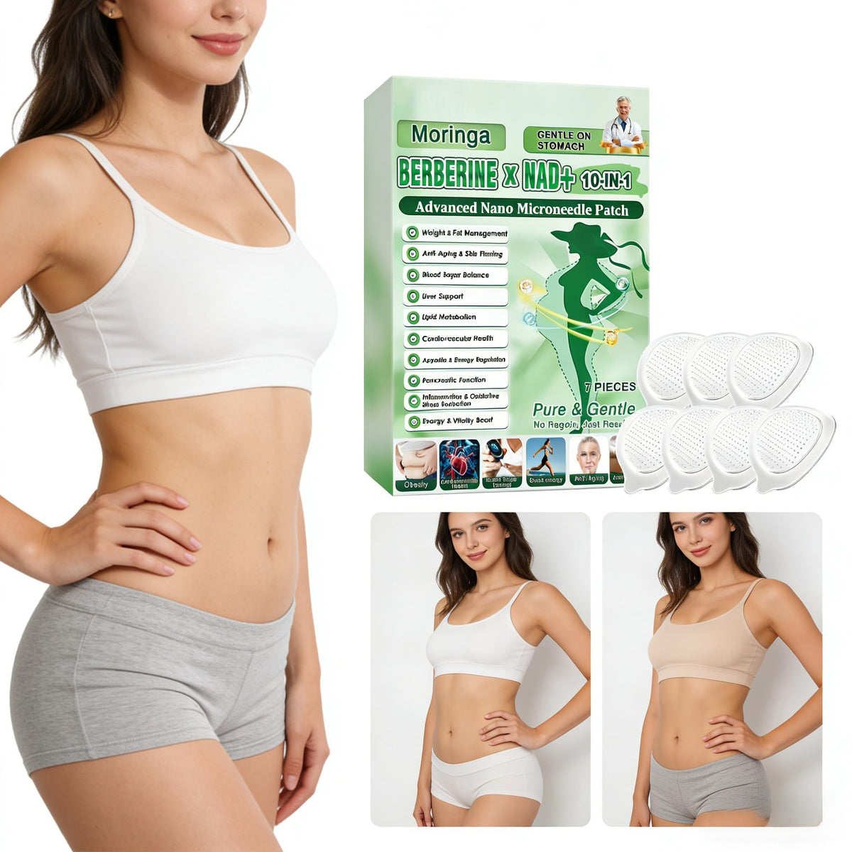 POSOJPIP patch worn under clothing showing invisible, active lifestyle benefit