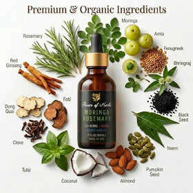 Power of Herbs scalp massage application demonstrating soothing benefit