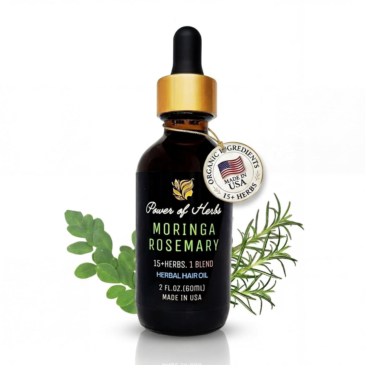 Power of Herbs front bottle showing product and benefits