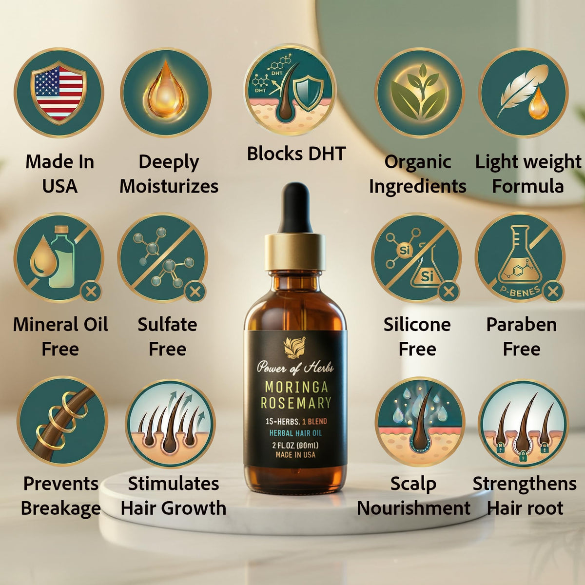 Power of Herbs displayed key botanicals highlighting natural ingredients