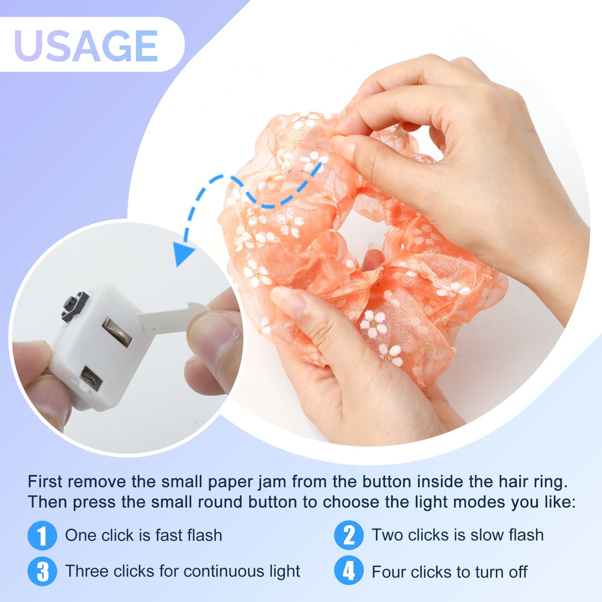 POZILAN scrunchies worn on wrist at night adding hands-free luminous style