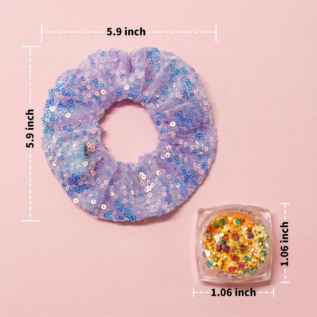 POZILAN scrunchie worn by model illustrating comfortable fit and party-ready glow