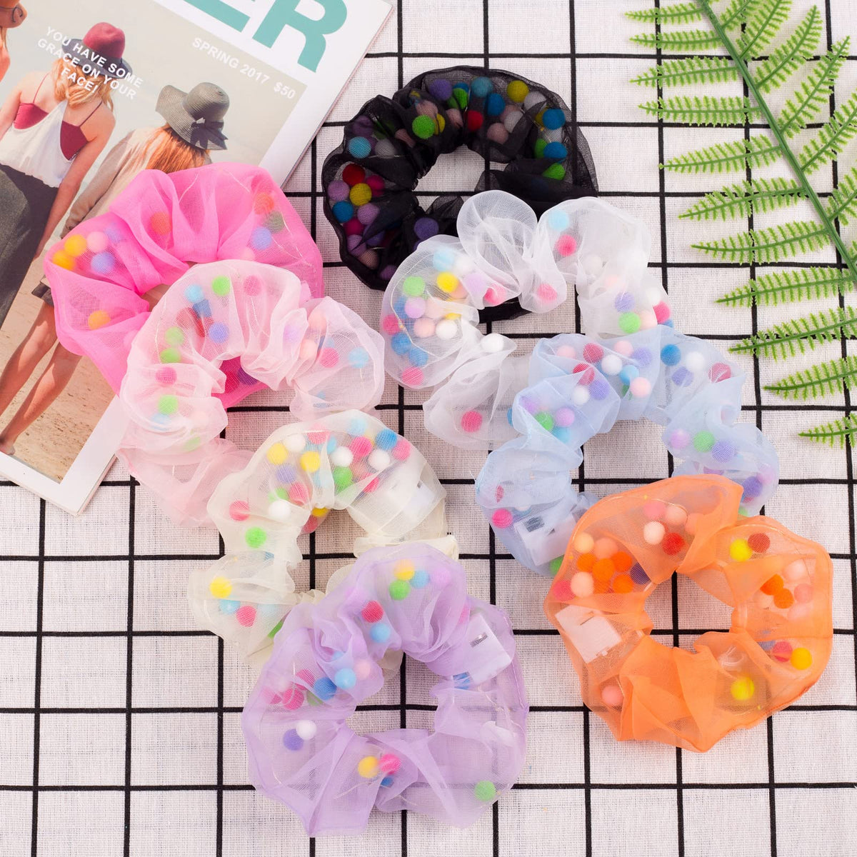 POZILAN scrunchie size comparison in hand showing compact, elastic fit