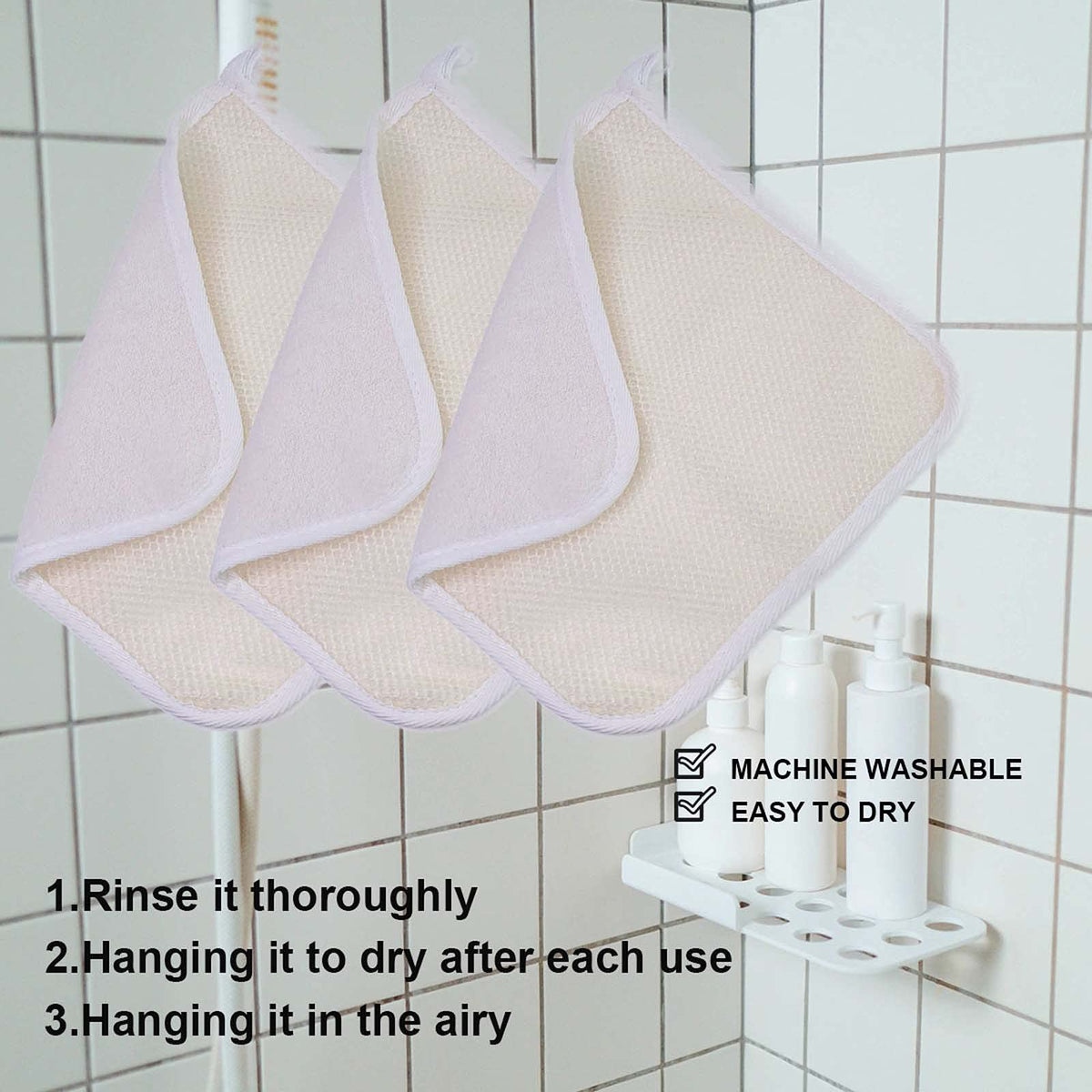 PPHAO BASIC washcloth in bathroom setting suggesting easy drying and daily use