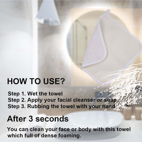 PPHAO BASIC washcloth creating rich foam with cleanser, fast lathering benefit