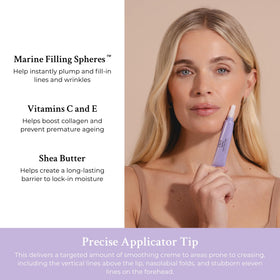 PRAI applying serum to lips demonstrating plumping and smoothing